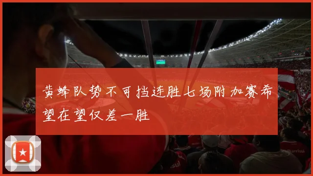 黄蜂队势不可挡连胜七场附加赛希望在望仅差一胜